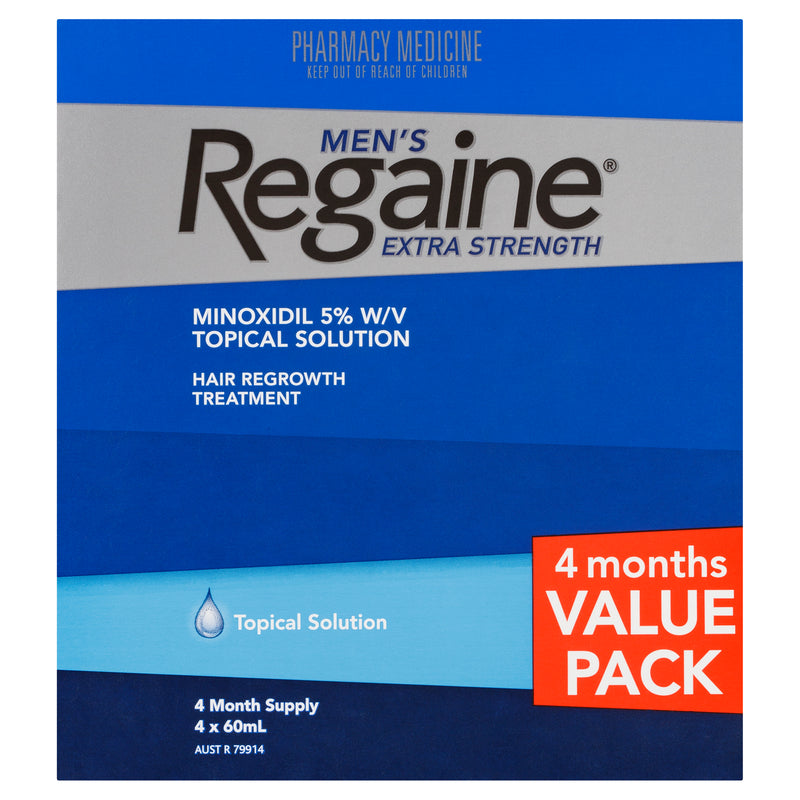 Regaine Men's Extra Strength Minoxidil Hair Regrowth Treatment 4 x 60mL (  solution )