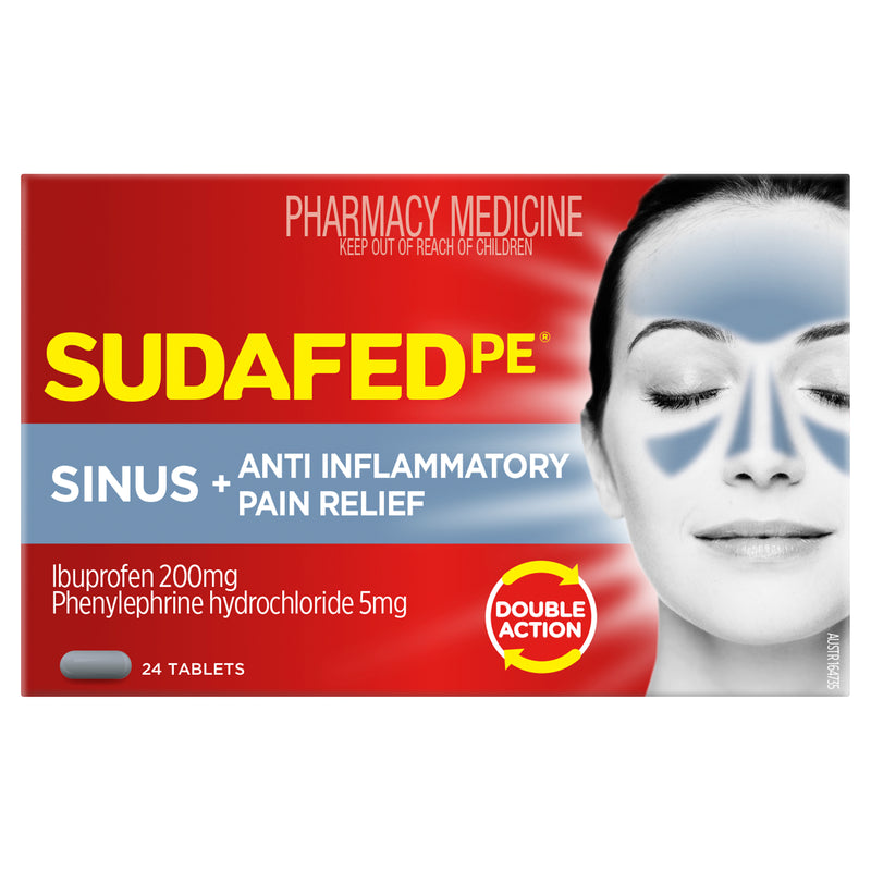 Sudafed PE Sinus + Anti-Inflammatory Pain Relief Tablets 24 Pack