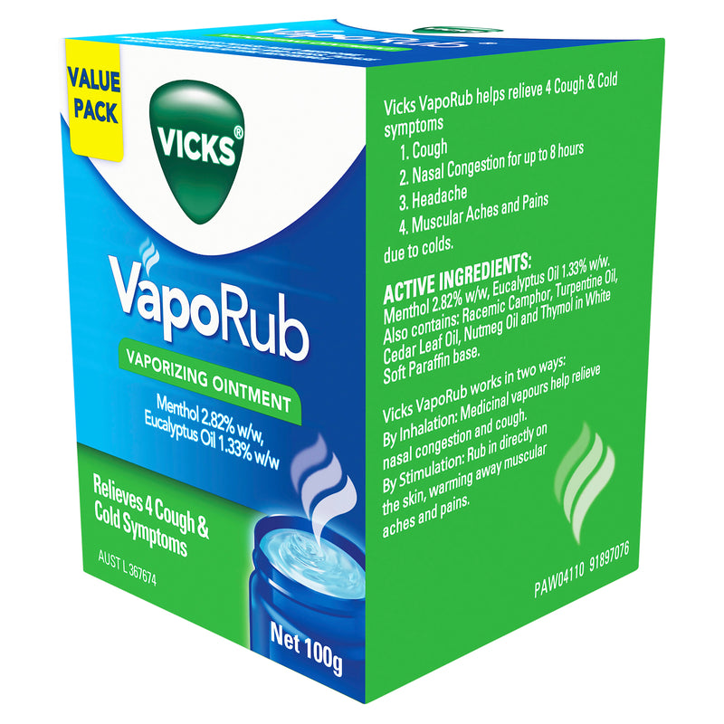 Vicks VapoRub Chest Rub and Vaporizing Ointment Decongestant 100g