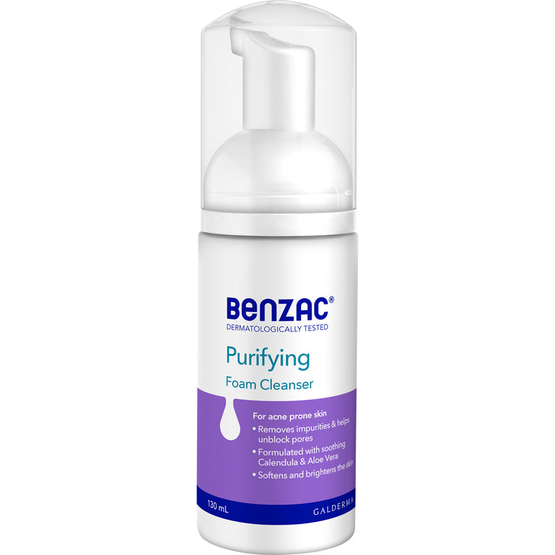 Benzac Daily Facial Foam Cleanser 130mL, For Acne-Prone Skin