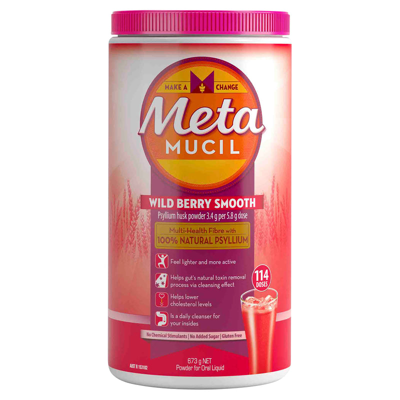 Metamucil Multi-Health Fibre with 100% Psyllium Natural Psyllium Wild Berry Smooth 114D