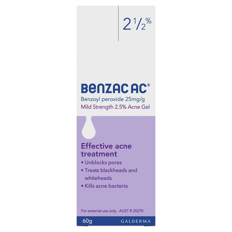 Benzac AC Mild Strength 2.5% Acne Gel 60g, Acne Treatment