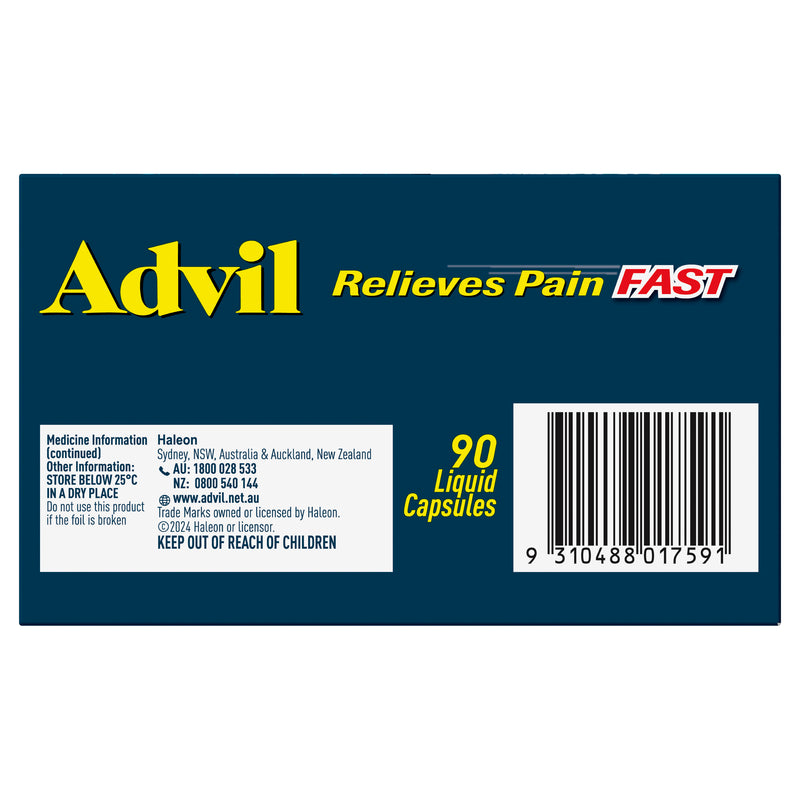 Advil Liquid Capsules with Liquid Speed 200mg Ibuprofen 90 Pack LIMIT 1