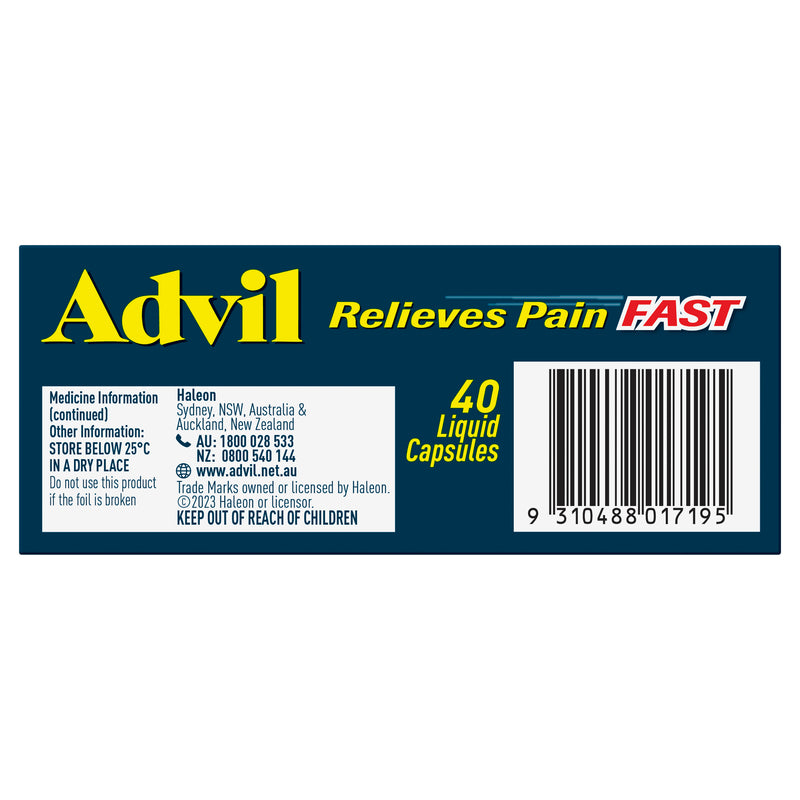 Advil Liquid Capsules 200mg Ibuprofen 40 Pack