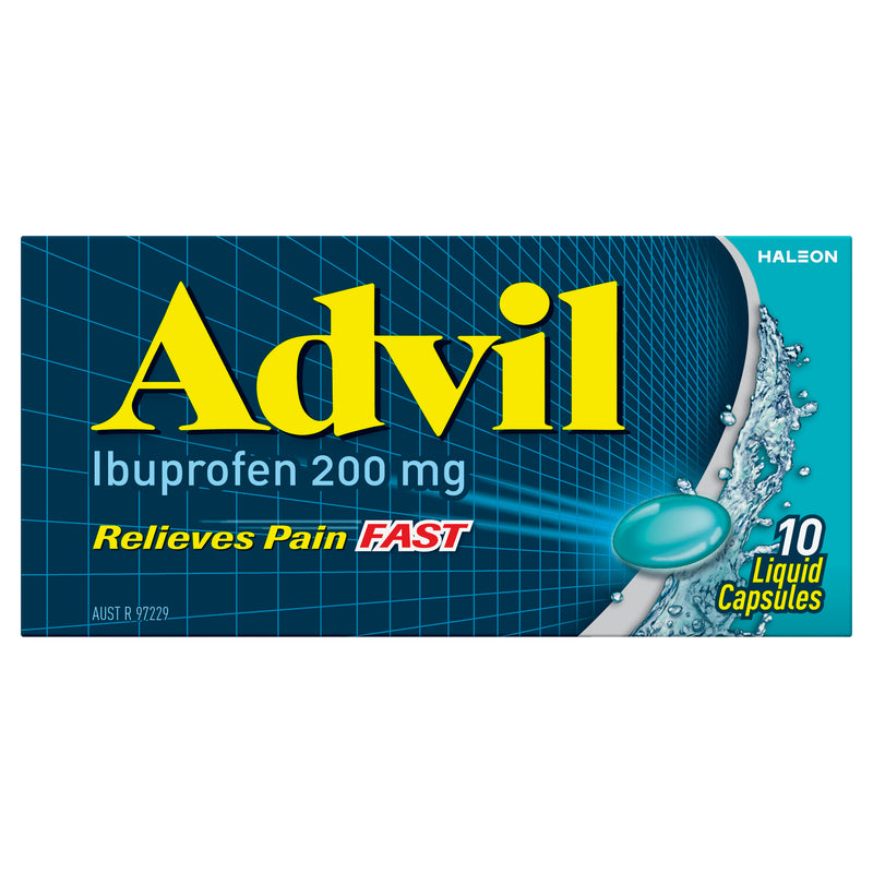 Advil Liquid Capsules, Fast & Effective Pain Relief at Liquid Speed, 200mg Ibuprofen 10 Pack