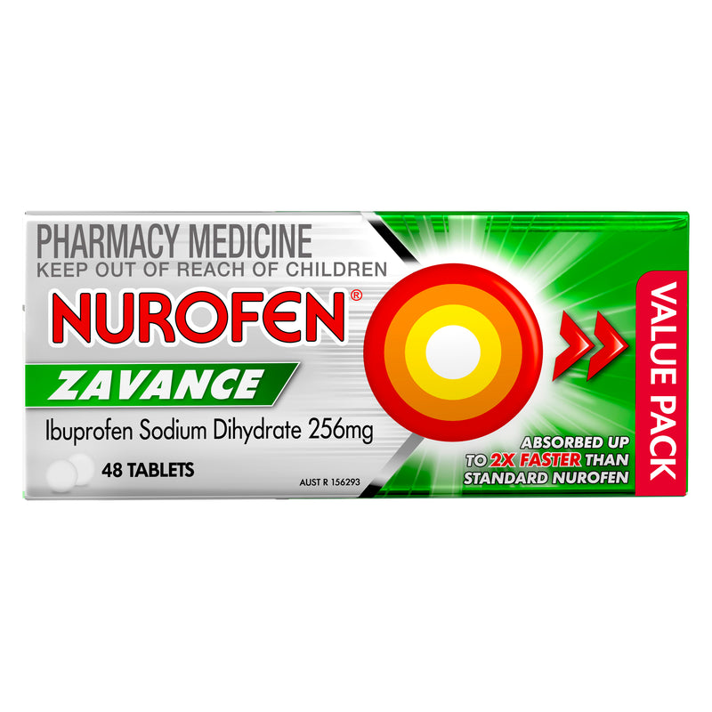 Nurofen Zavance Fast Pain Relief Tablets 256mg Ibuprofen 48 Value Pack