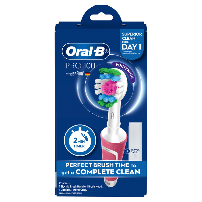 Oral-B Pro 100 3D White Polish Whitening Pink Electric Toothbrush