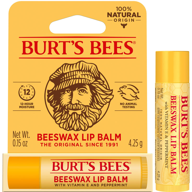 Burts Bees 100% Natural Beeswax With Vitamin E & Peppermint Lip Balm 4.25g