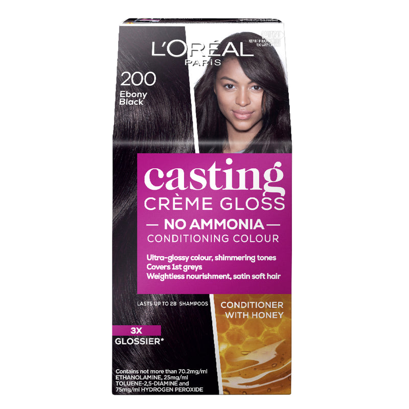 L'Oréal Paris Casting Crème Gloss Semi-Permanent Hair Colour - 200 Ebony Black (Ammonia Free)