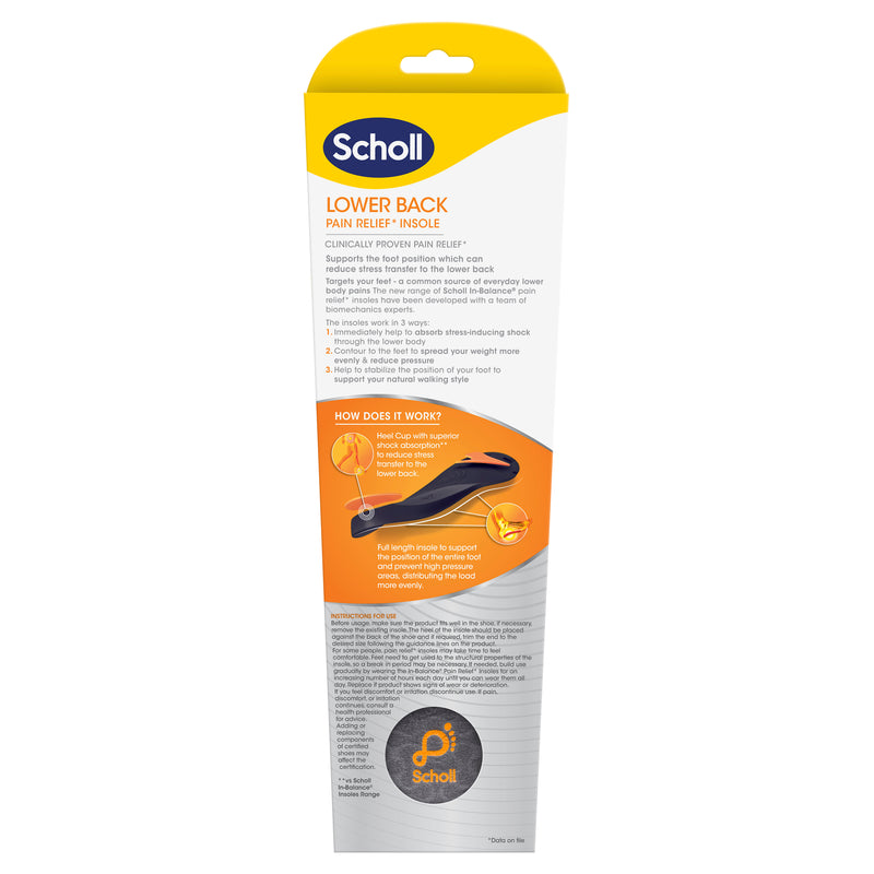 Scholl In-Balance Lower Back Orthotic Insole Large Size 9 - 11