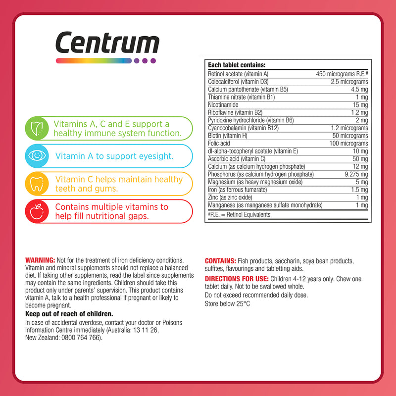 Centrum Kids Strawberry 60 Chewable Tablets