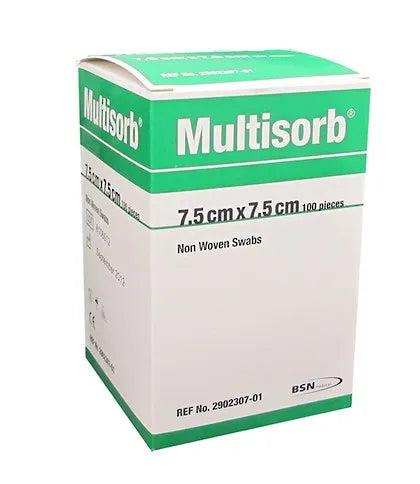 Multisorb Non Woven Swabs 7.5cm x 7.5cm 100 Swabs