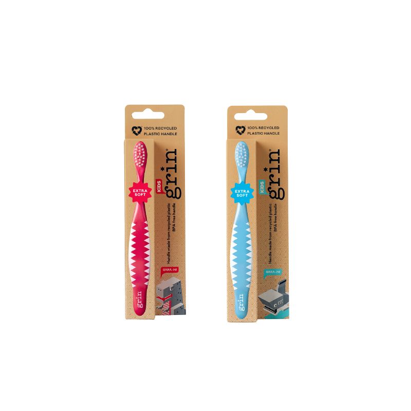 Grin Kids 100% Recycled Toothbrush Mixed Soft Pink & Blue