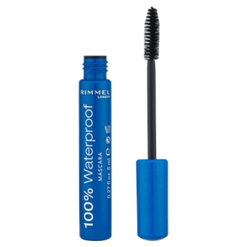 Rimmel London 100% Waterproof Mascara, Black Black 8ml