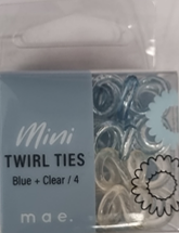 MAE Twirl Ties Mini Clear & Blue x4