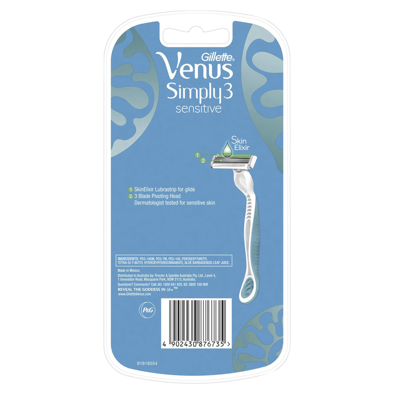 Gillette Venus Simply 3 Sensitive Women's Disposable Razors, 4 count NZ - Bargain Chemist