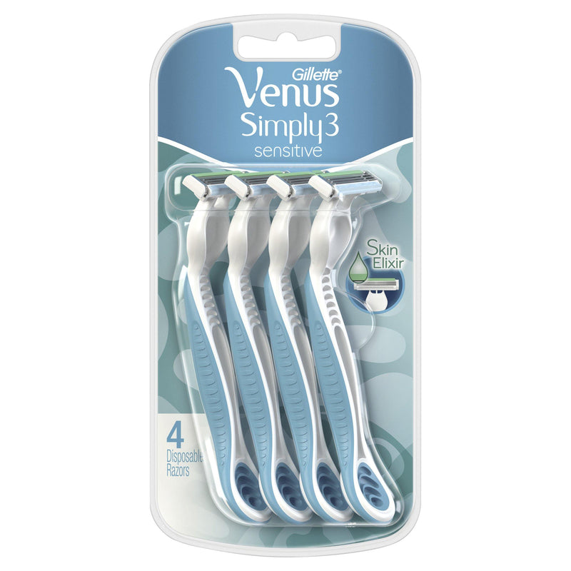 Gillette Venus Simply 3 Sensitive Women's Disposable Razors, 4 count NZ - Bargain Chemist