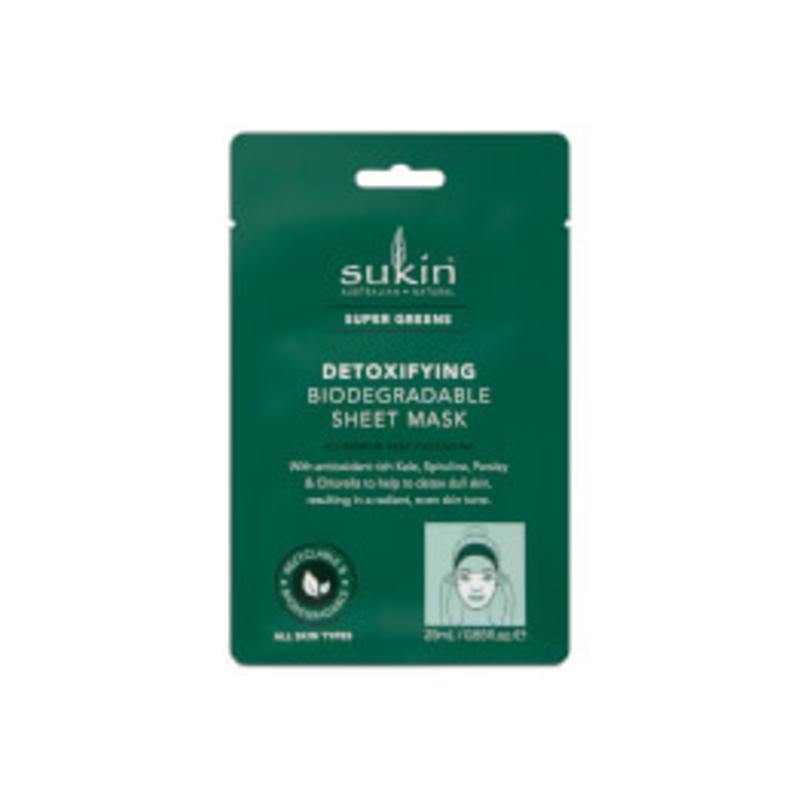 Sukin Super Greens Detoxifying Biodegradable Sheet Mask 25ml NZ - Bargain Chemist