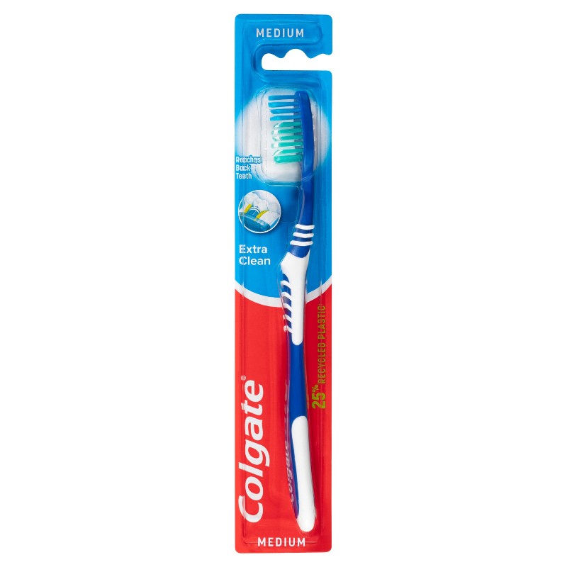 Colgate Extra Clean 25% Recycled Plastic Medium Toothbrush