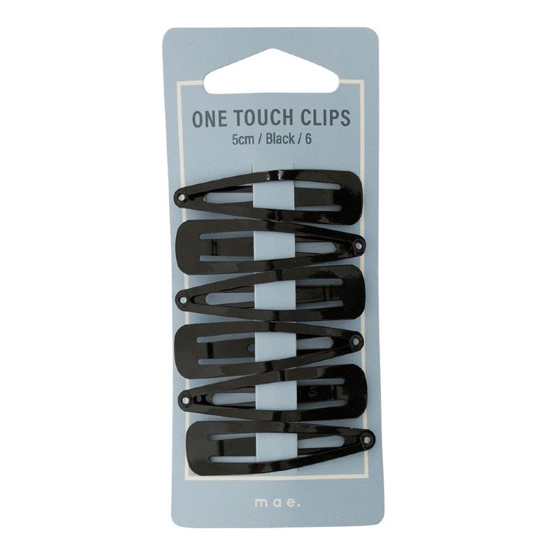 Mae. One Touch Clips 5cm Black 6 Pack