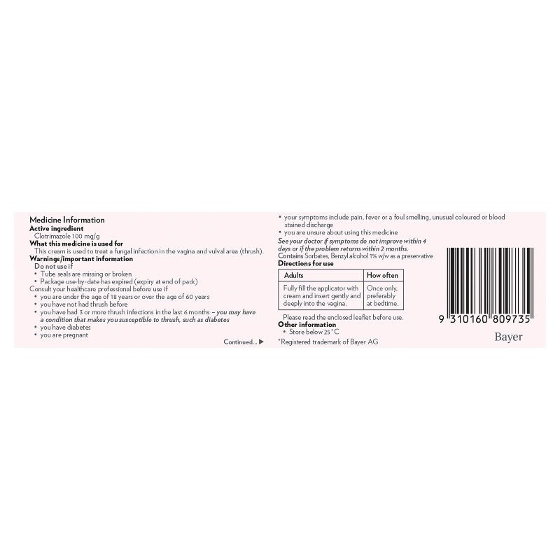 Canesten Clotrimazole 1 Day Internal Cream