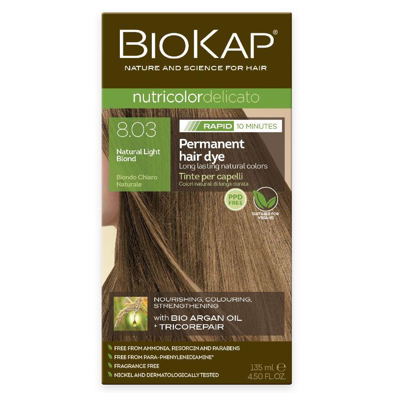 Biokap Delicato Rapid Natural Permanent Hair Colour 8.03 Light Blond Gentle 135ml