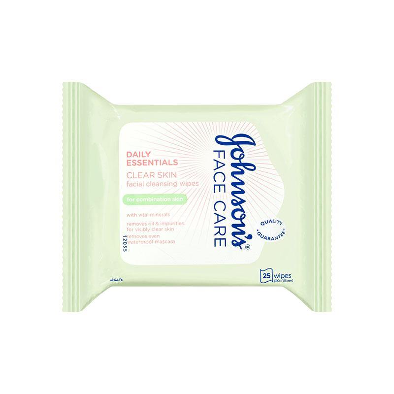 Johnson's Face Care Daily Essentials Clear Skin Wipes Combination Skin 25 Pack NZ - Bargain Chemist