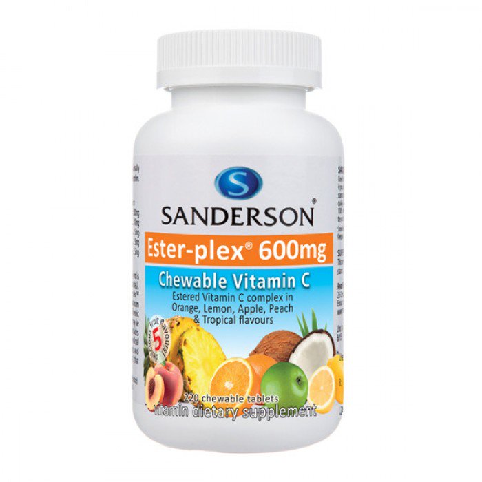 Sanderson Ester-plex Vitamin C 600mg 5 Fruit Flavours Chewable 220 Tablets